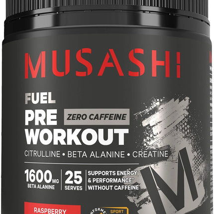 Musashi Pre Workout Zero Caffeine Raspberry 225G