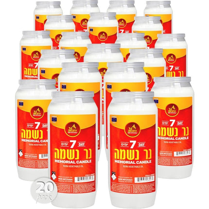 Elegant 7 Day Yahrtzeit Candle 20-Pack - Unscented Memorial Candle Set