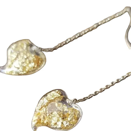 Ross Dangle Heart Gold Plated Hypoallergenic Earrings
