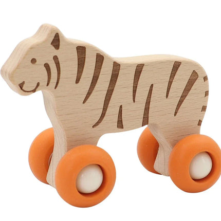Kaper Kidz Wooden Wheelie Animal Push Along Toy