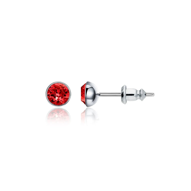 Sterling Silver Signature Stud With Siam Crystal Drop Earrings