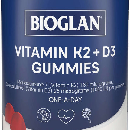 Bioglan Vitamin D3 and K2 Gummies for Bone and Immune Health 65 Pack