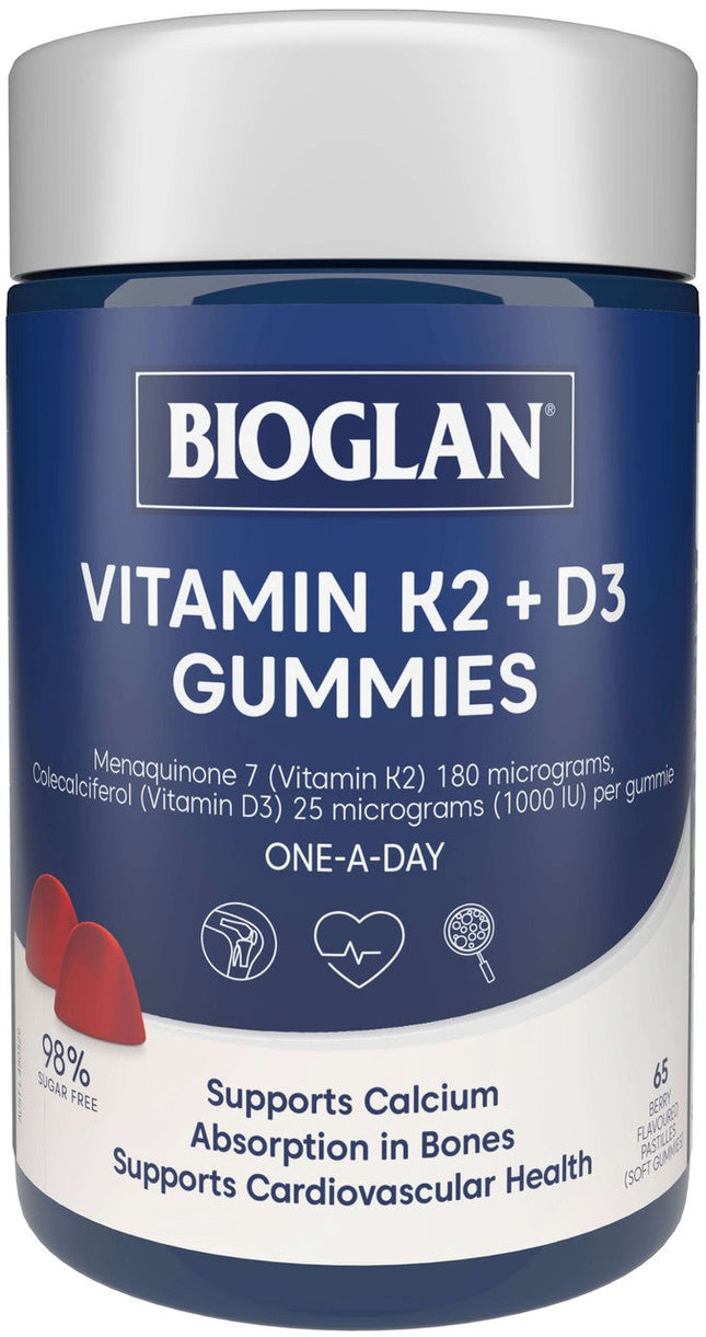 Bioglan Vitamin D3 and K2 Gummies for Bone and Immune Health 65 Pack