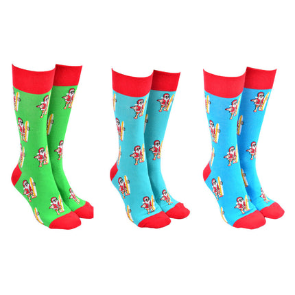 Sock Society Surfing Santa Patterned Cotton Christmas Socks Assorted One Size