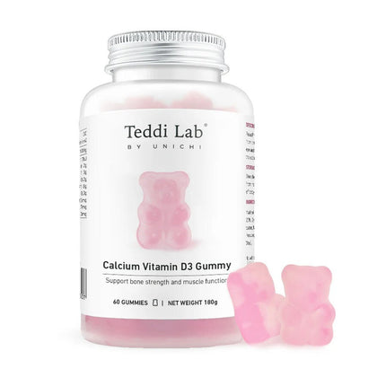 Teddi Lab Calcium and Vitamin D Gummies for Kids Bone Health 60 Count