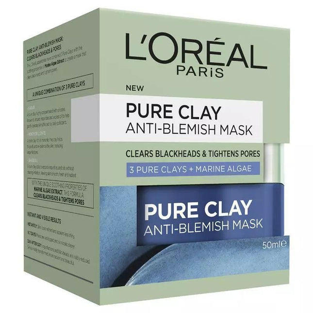 Loreal Pure Clay Mask Blue Anti-blemish 50ml - OhYouLuckyDuck.com.au