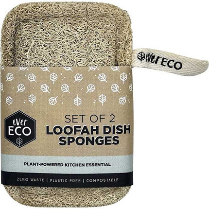 Ever Eco Natural Loofah Dish Sponges for Kitchen Cleaning Set of 2