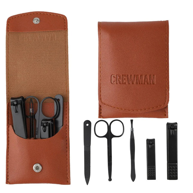 Crewman Manicure Set with Tan Case for Men and Women 5 Piece