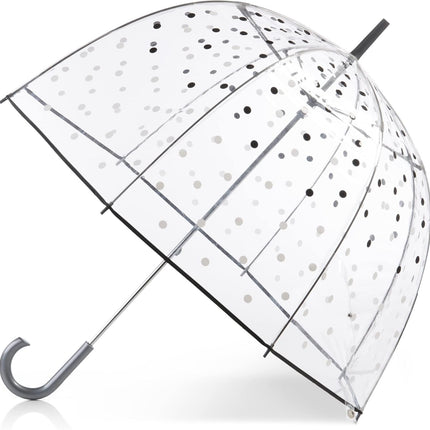 Clifton Totes Clear Bubble Umbrella White Black Dots 89CM