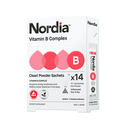 Nordia Vitamin B Complex Clean Powder Sachets for Energy and Vitality 14  42G