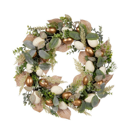Decorative Golden Egg Wreath for Easter and Spring Decor 61CM