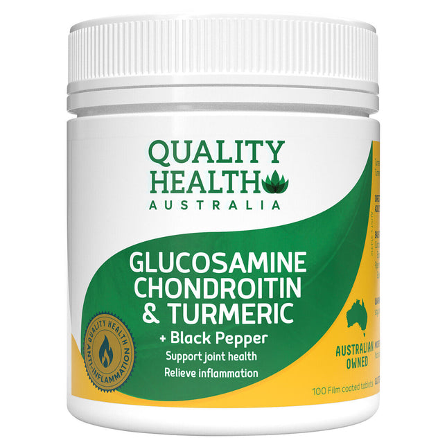 Quality Health Australia Glucosamine, Chondroitin & Turmeric + Black Pepper 100s - OhYouLuckyDuck.com.au