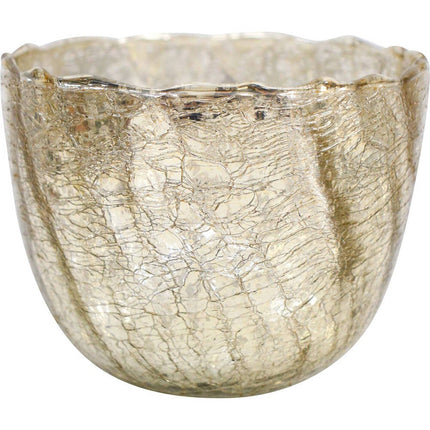 LaVida Glass Crackled Nougat Votive Candle Holder Gold Large