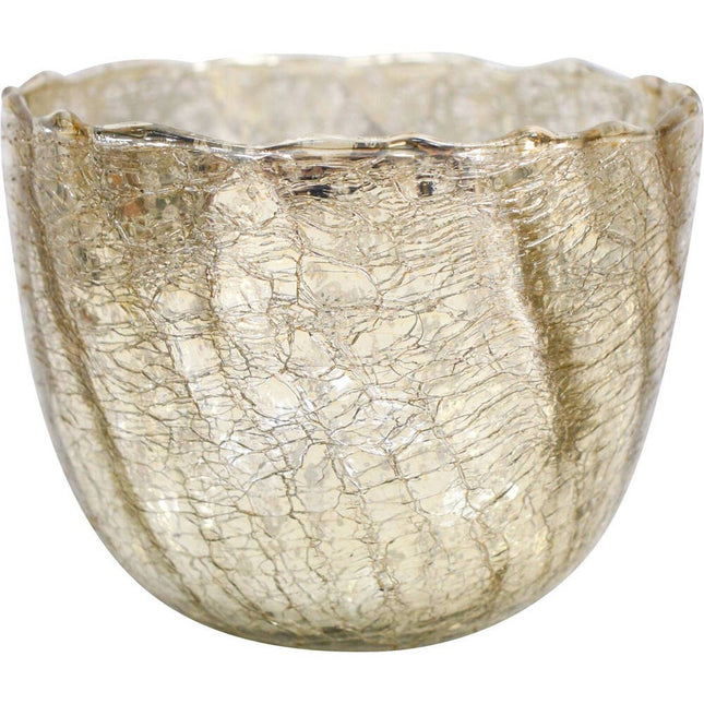LaVida Glass Crackled Nougat Votive Candle Holder Gold Large