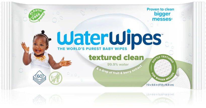 WaterWipes Textured Clean Baby Wipes with Soapberry Extract for Sensitive Skin 60 Wipes