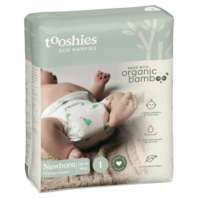 Tooshies Nappies for Newborns Size 1, 52 Pack