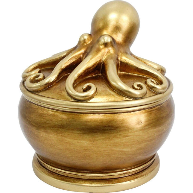 LaVida Resin Octopus Decorative Trinket Box Metallic Gold 12.5cm