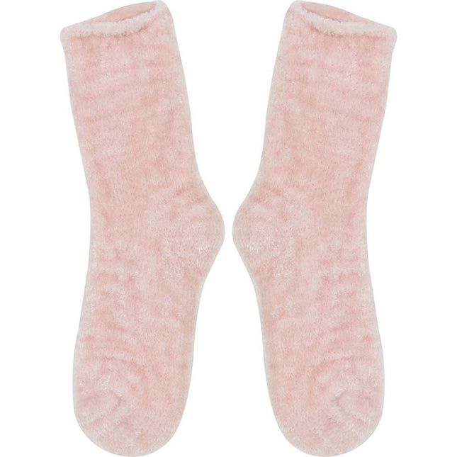 Wicked Sista Womens Cosy Chenille Socks Soft Pink