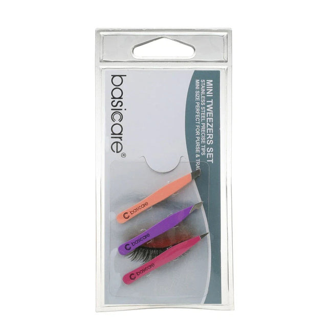 Basicare Mini Tweezer Set For Eyebrows And Facial Hair