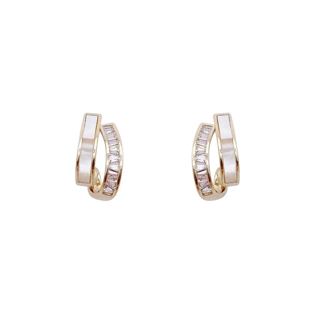 Sterling Gold and Silver Half Hoop Stud Earrings