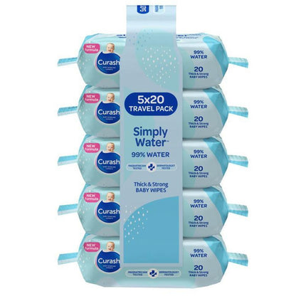 Curash Babycare Simply Water Baby Wipes 100 Wipes Travel Pack