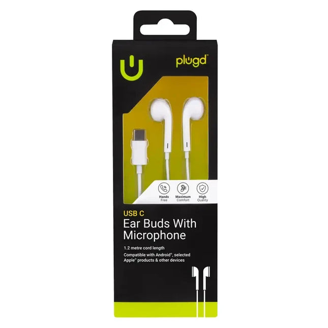 Laser USB C Wired Earbuds with In Line Microphone 1.2M