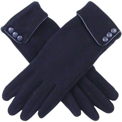 Wicked Sista Womens Triple Button Cuff Gloves Navy