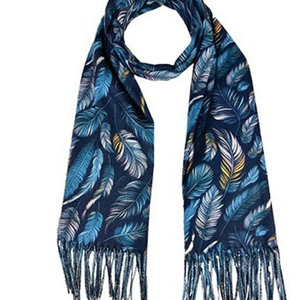 Frankie And Me Winter Designer Blue Feathers Scarf