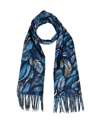 Frankie And Me Winter Designer Blue Feathers Scarf