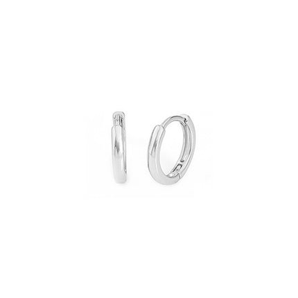 Sterling Silver 2mm Band Huggie Sleeper Hoop Earrings 10mm