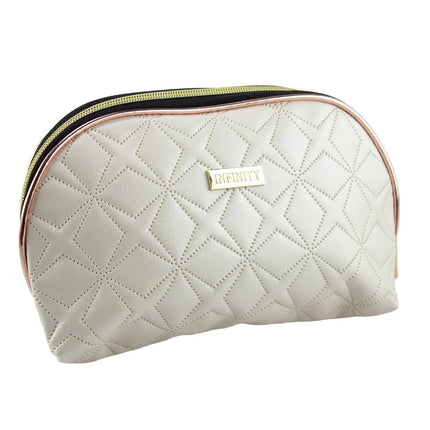 Lulu Grace Star Embossed Clam Shell Cosmetic Bag White