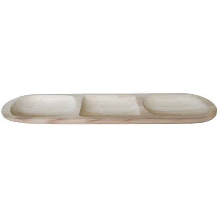 Lavida Natural Wooden 3 Slot Display Whisper Food Serving Tray