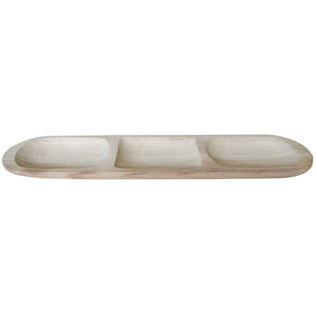 Lavida Natural Wooden 3 Slot Display Whisper Food Serving Tray
