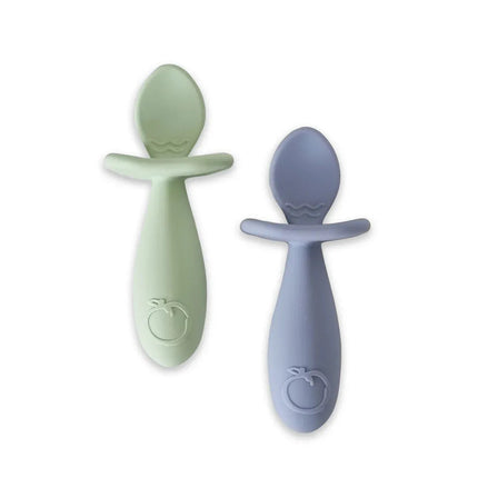 Plum Silicone Easy Grip Spoon Set Olive Steel Blue 2PCS