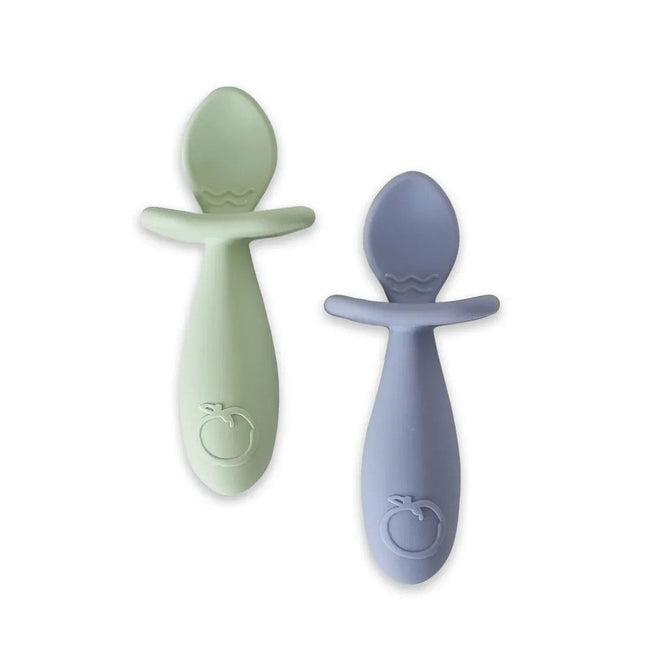 Plum Silicone Easy Grip Spoon Set Olive Steel Blue 2PCS