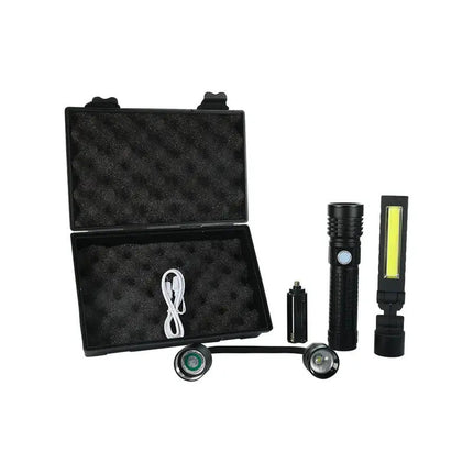 Vibe VBPLT 004 Rechargeable Led Flash Light 3 Attachments 3 Modes Black