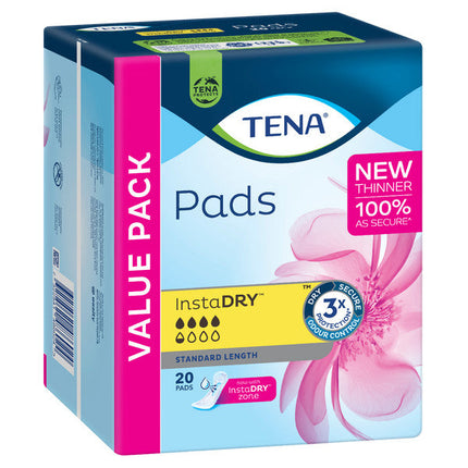 Tena InstaDry Standard Length Pads 20 PCS