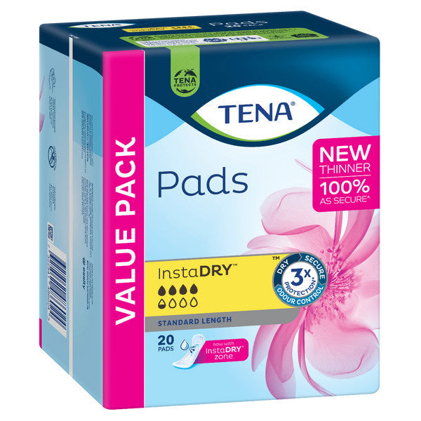 Tena InstaDry Standard Length Pads 20 PCS