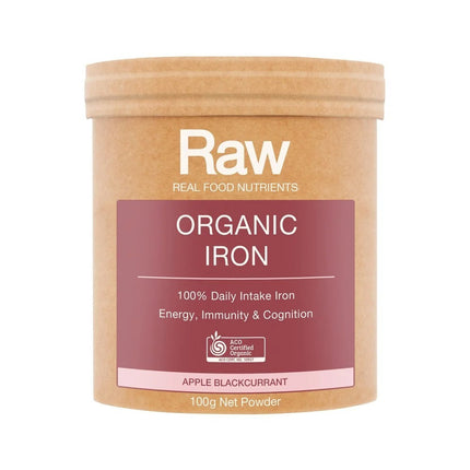 Amazonia Raw Real Food Nutrients Organic Iron 100g Apple Blackcurrant Flavour