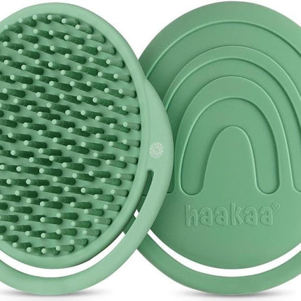 Haakaa Rainbow Silicone Shampoo Brush and Scalp Massager in Pea Green