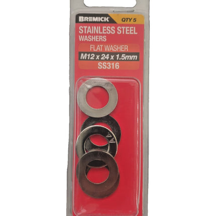 Bremick Washer Flat Stainless Steel M12 5pack