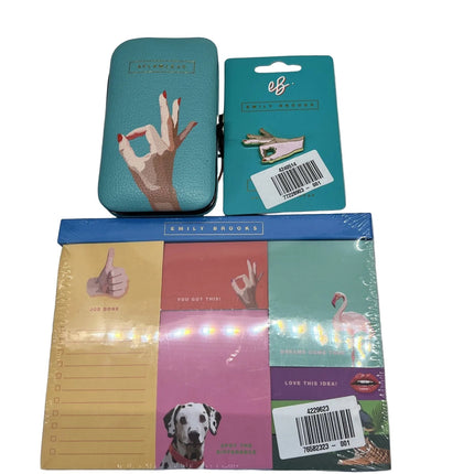 Emily Brooks Manicure Set, Pin Badge And Sticky Notes Gift
