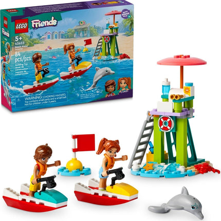 Lego Friends Beach Water Scooter Toy 41770 with Leo and Candi Mini Dolls and Dolphin Figure Building 95G