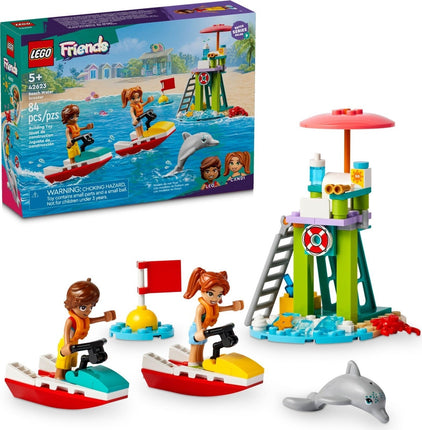 Lego Friends Beach Water Scooter Toy 41770 with Leo and Candi Mini Dolls and Dolphin Figure Building 95G