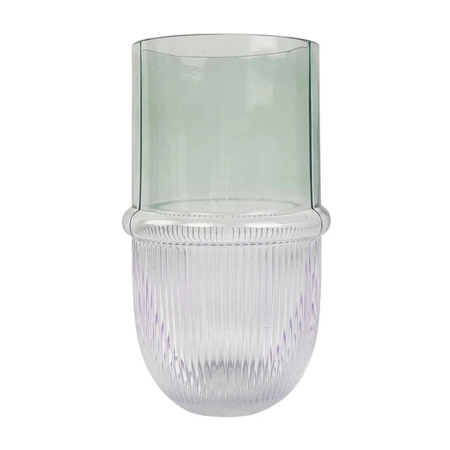 Urban Tommy Deco Ombre Glass Flower Vase Home Decorative Display Sage Lilac 18CM
