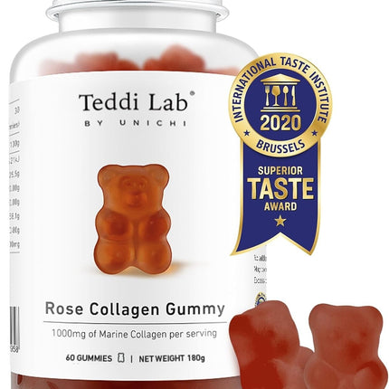 Teddi Lab Rose Collagen Gummy for Skin Health and Elasticity 60 Gummies