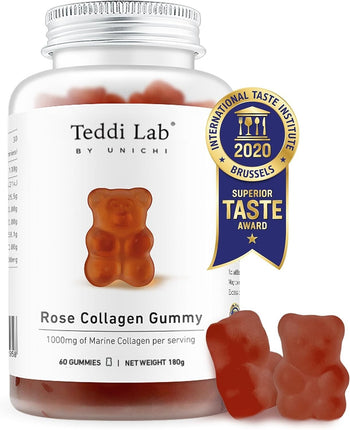 Teddi Lab Rose Collagen Gummy for Skin Health and Elasticity 60 Gummies