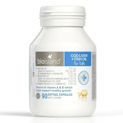 Bio Island Cod Liver Plus Fish Oil For Kids 90 Capsules