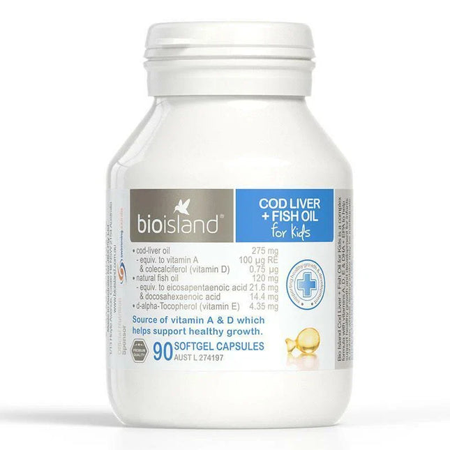 Bio Island Cod Liver Plus Fish Oil For Kids 90 Capsules