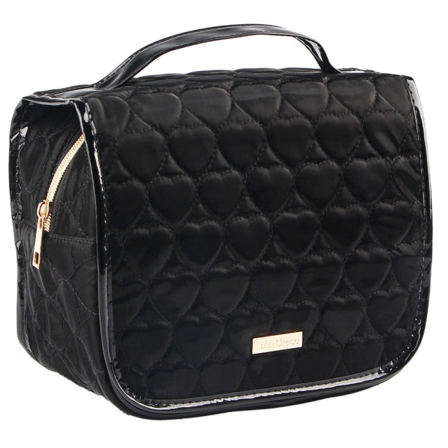 Lulu Grace Cosmetic Bag with Black Heart Print